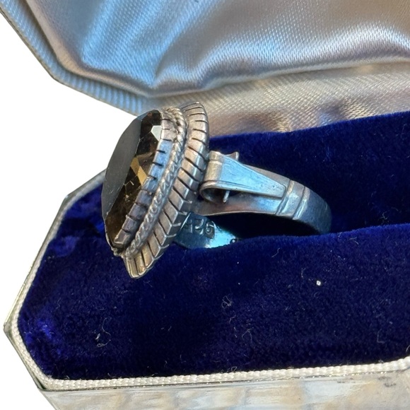 Antique smokey quartz sterling silver 925 lg pear shape fancy ring - Picture 4 of 7